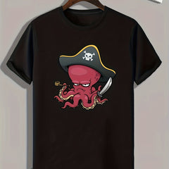Octopus Print Men's Graphic T-shirt for Summer