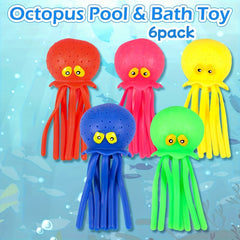 6pcs Octopus Squeeze Toys Splash Water Fun Bathroom Toys Reusable