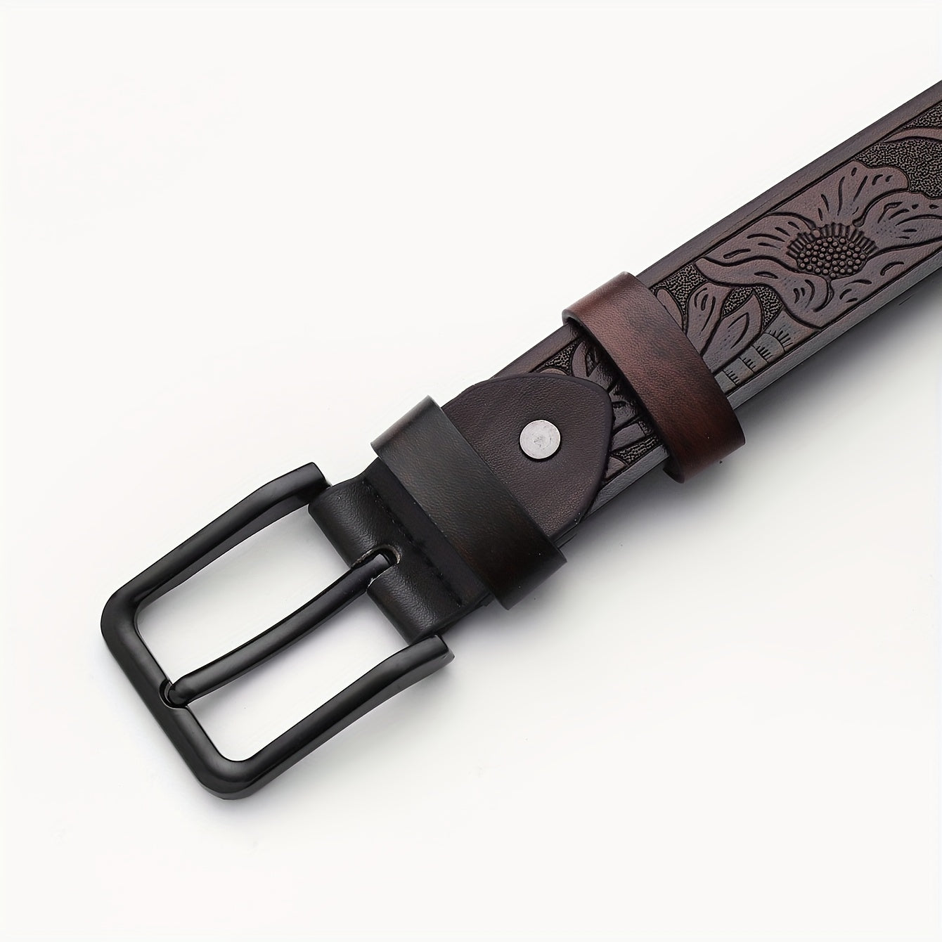 Embossed Leather Belt Casual Waistband For Men