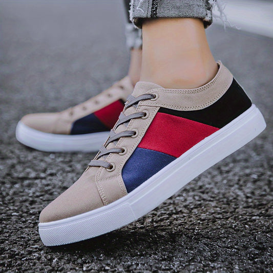 Men's Colorblock Canvas Lace-up Skate Shoes Walking Sneakers