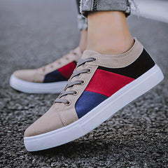 Men's Colorblock Canvas Lace-up Skate Shoes Walking Sneakers