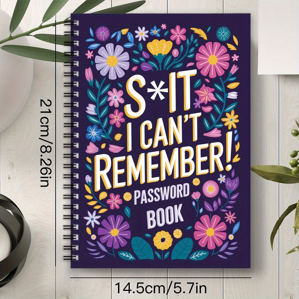 Spiral Password Notebook - Internet Website Address Login Details Logbook
