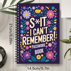 Spiral Password Notebook - Internet Website Address Login Details Logbook