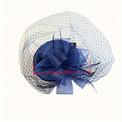 Feathered Debutante Hat with Mesh Veil & Hair Clip