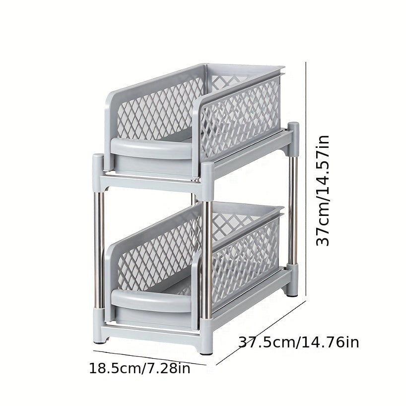 2 Tier Pull Out Spice Organizer Under Sink Storage Rack