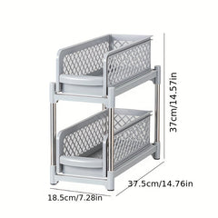 2 Tier Pull Out Spice Organizer Under Sink Storage Rack
