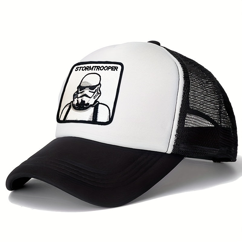 Mesh Trucker Baseball Cap Mask Man Pattern Embroidered Casual Hat