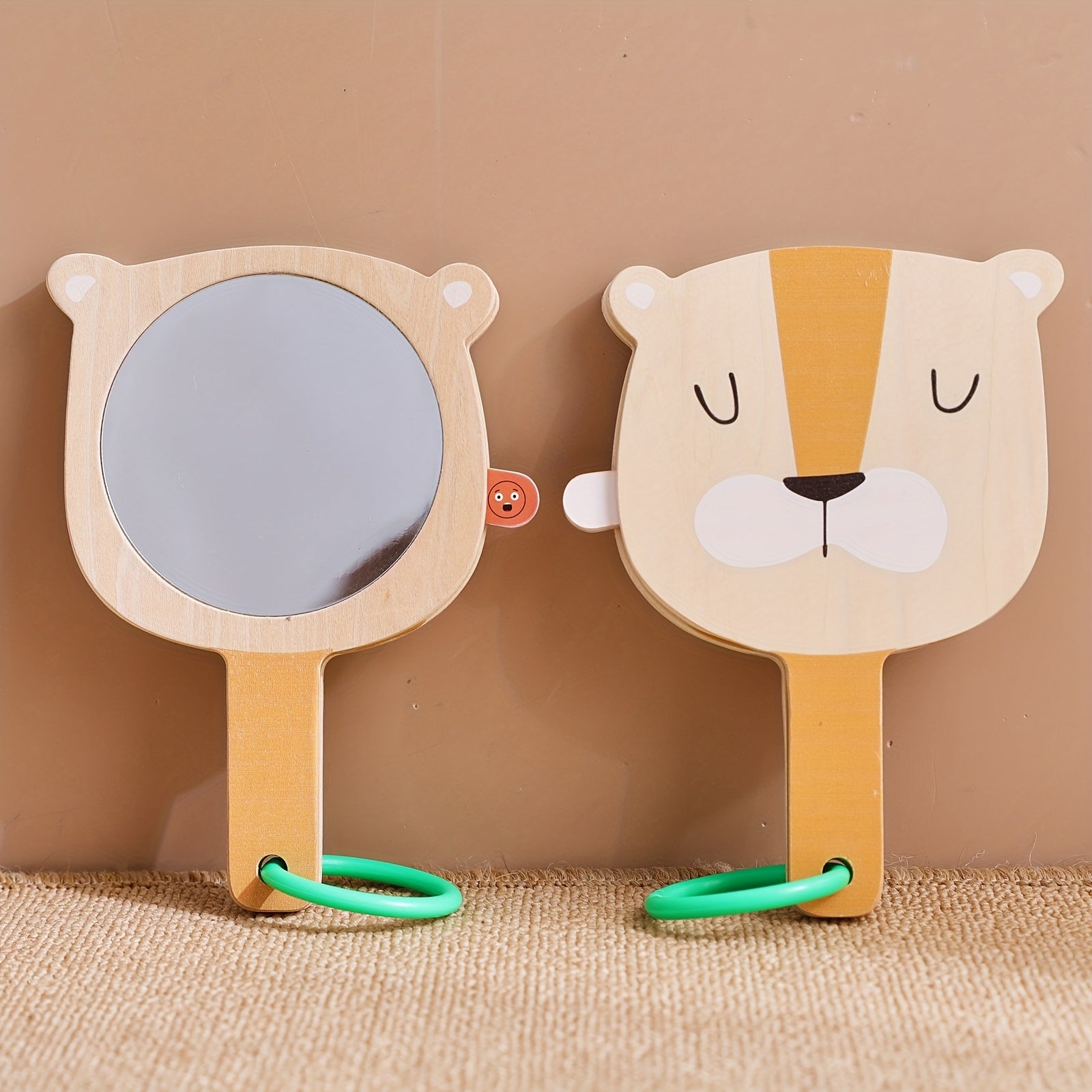 Wooden Mirror Toy with Animal Faces - Cognitive Development Gift