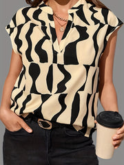 Abstract Print V neck Tank Top Women's Clothing