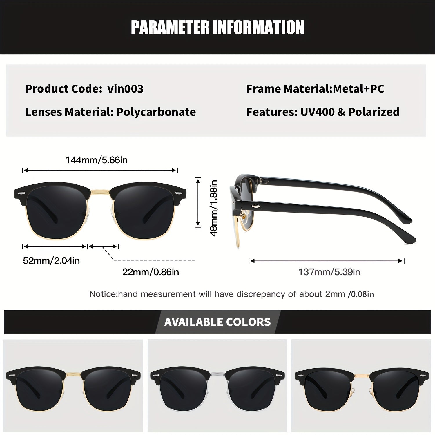 RoyalHot Square Polarized Sunglasses