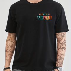 Cotton Break The Rules Print Men's Graphic Crew Neck T-shirt