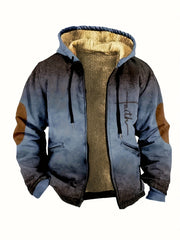 Men's Faith Pattern Gradient Plush Thick Winter Hooded Coat