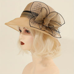 French Style Gauze Bucket Hat Mesh Organza Derby Hat Lightweight Sun Hats