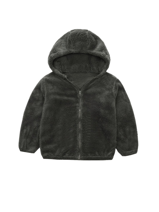 Girls Fleece Hooded Zipper Jacket Winter Outerwear