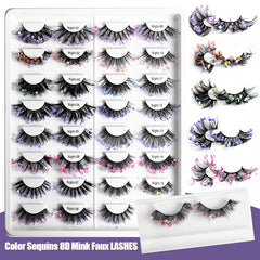 Glitter False Eyelashes Sequins Fluffy Faux Mink Lashes Cosplay