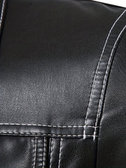 Vintage Style PU Biker Jacket Men's Zip Up Faux Leather Jacket