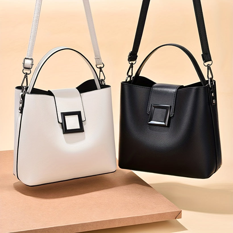PU Leather Shoulder Bag Large Capacity Zipper Tote Handbag