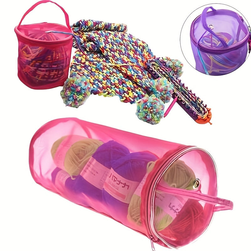 Yarn Storage Bag Crochet Knitting Organizer Zipper Mesh Hand Tool