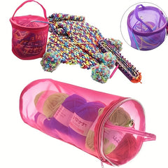 Yarn Storage Bag Crochet Knitting Organizer Zipper Mesh Hand Tool