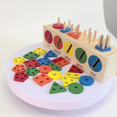 Wooden Shape Sorting Matching Box 12-18 Months Early Learning Toy