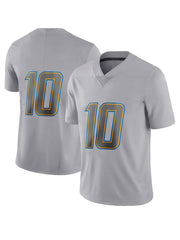 Men's Grey Football Jersey Embroidered V-Neck Shirt