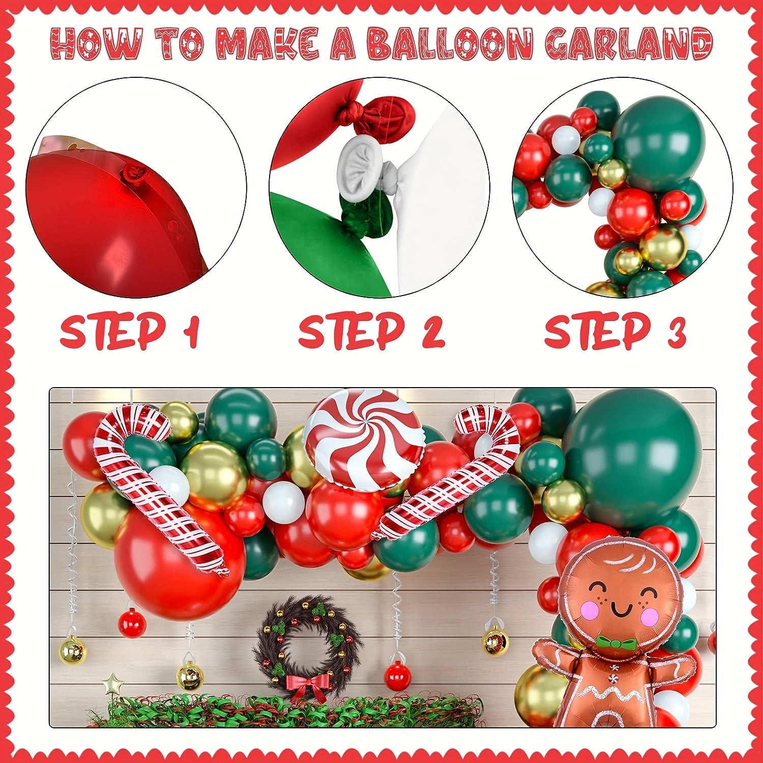 112pcs Christmas Balloon Garland Arch Kit Red Green Latex Balloons