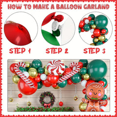112pcs Christmas Balloon Garland Arch Kit Red Green Latex Balloons
