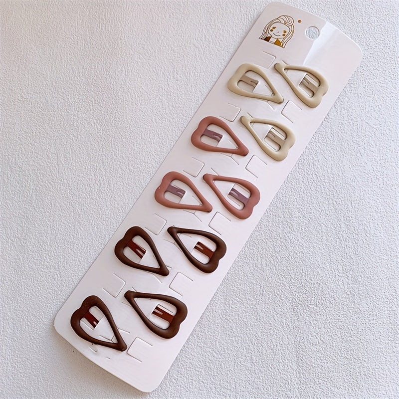 10pcs Heart Hair Clip Solid Snap Clip Hair Styling Accessories