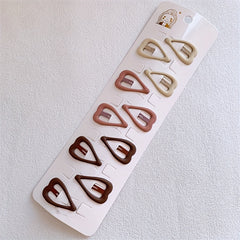 10pcs Heart Hair Clip Solid Snap Clip Hair Styling Accessories
