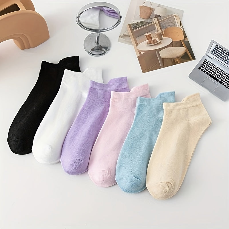 6 Pairs Solid Socks Comfy & Breathable Women's Stockings & Hosiery