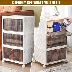 Large Collapsible 3 Tier Shoe Display Box with Wheels