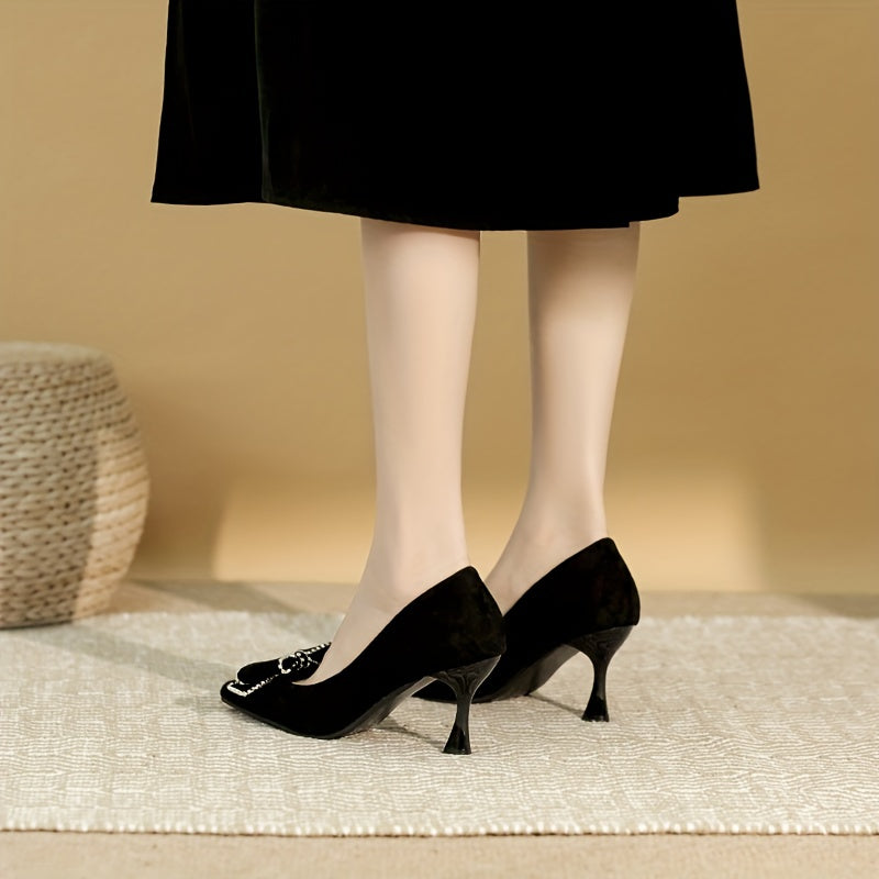 Bowknot Pointed Toe High Heels Slip On Party Dress Shoes