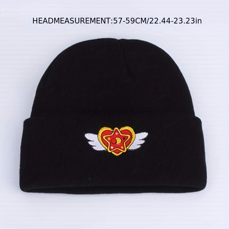 Heart Wings Embroidered Knit Beanie