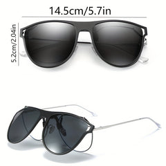Polarized Clip On Sunglasses UV Protection Flip Up Glasses for Men