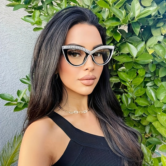 Cat Eye Rhinestone Glasses for Women Party Club Prop