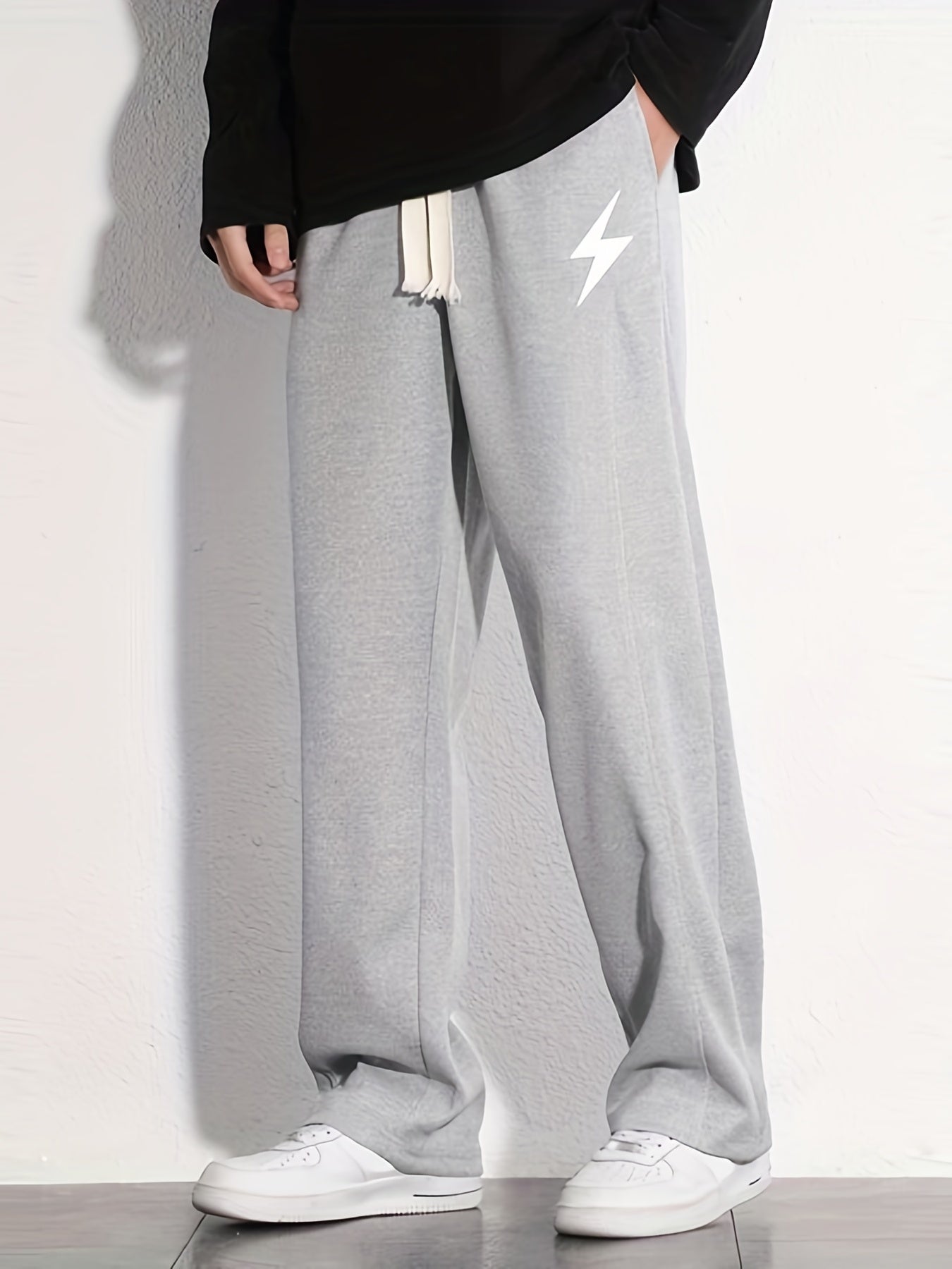 Lightning Pattern Joggers Men's Casual Loose Fit Pants