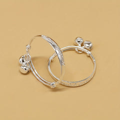 Baby Adjustable Silver Bangle Bracelets With Bell - Gift for Toddler