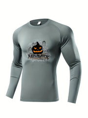 Skeleton Compression Shirt Men Long Sleeve Athletic High Elastic Baselay