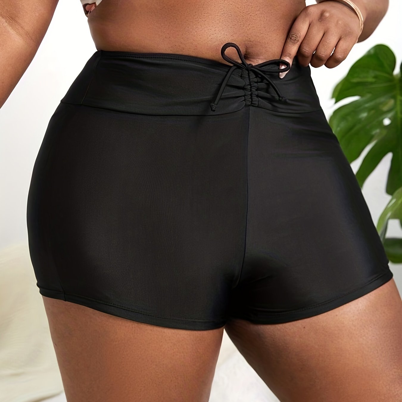 Women's Plus Lace High Waisted Bikini Shorts