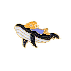 Cetacean Pattern Drip Oil Brooch Dolphin Pin