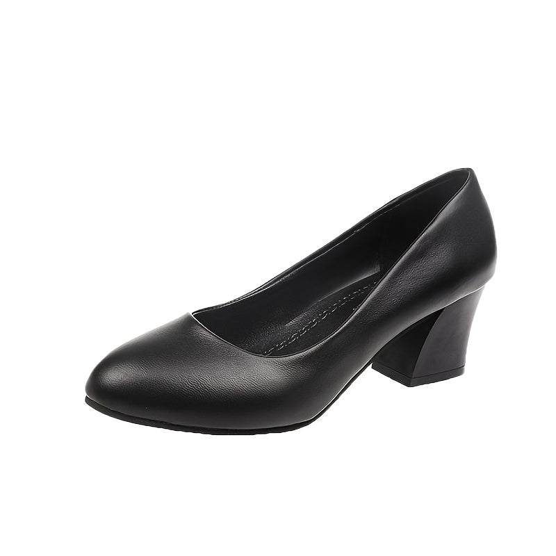 Chunky Heel Court Shoes Pointed Toe Low Heels Women's Footwear