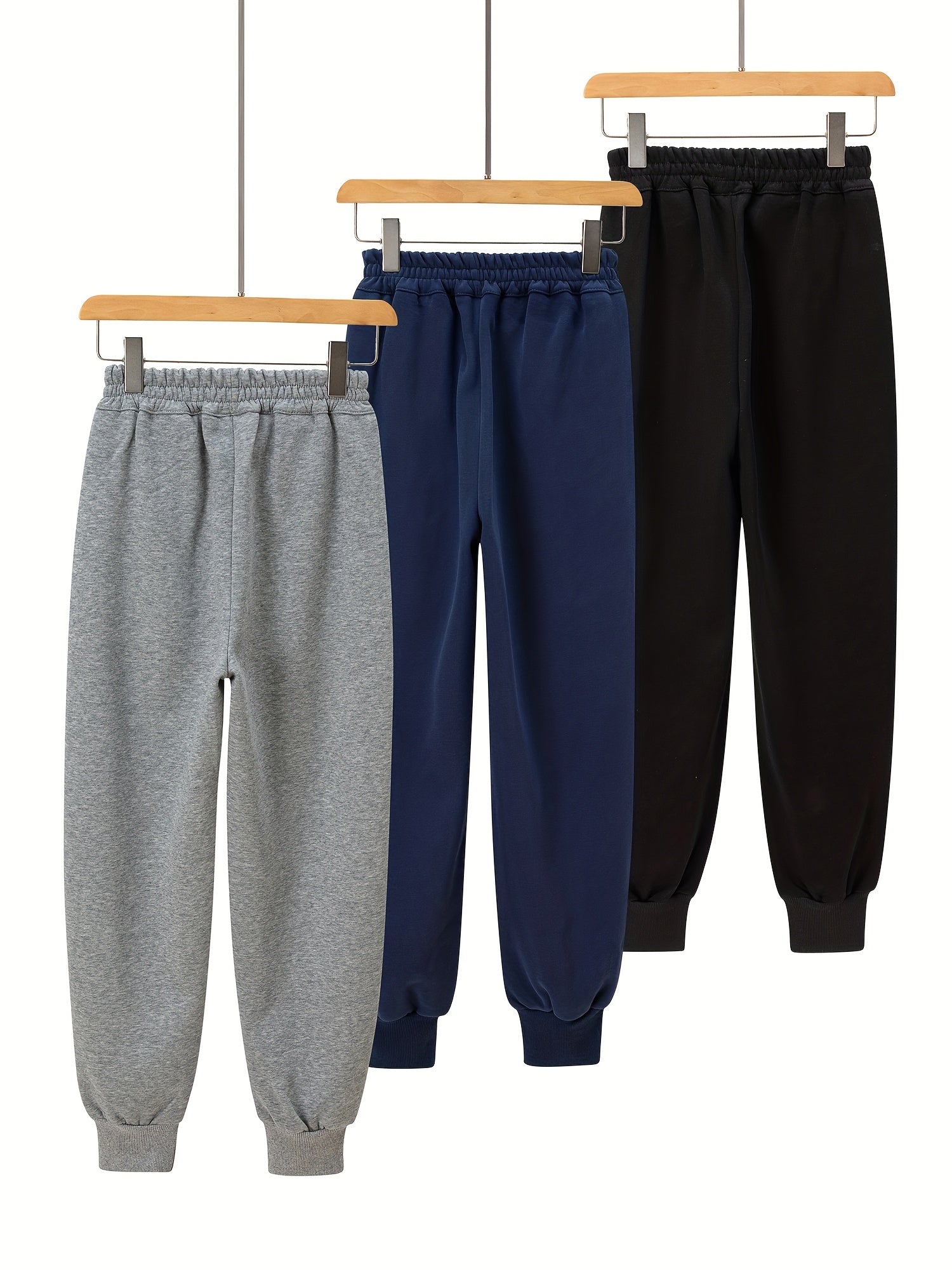 3 Pcs Boys' Knitted Elastic Waist Casual Sports Pants For 7-15Y