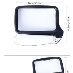 Handheld Square Foldable 5 LED Lights Optical Magnifying Glass