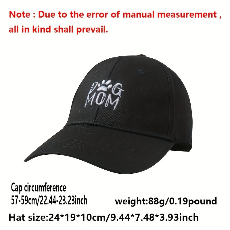Dog Mom Embroidery Baseball Cap Solid Sun Hat Adjustable Dad Hat Women