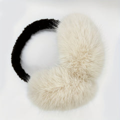 Women's Plush Fleece Ear Warmers Soft Foldable Winter Ear Muffs Brown & Grey