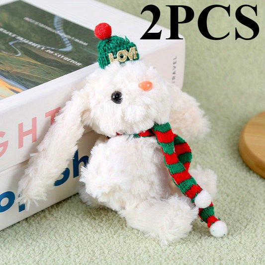 2pcs Lop Eared Bunny Plush Dolls Fluffy Rabbit with Expressive Eyes Soft Hanging