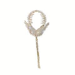 Angel Wings Tassel Rhinestone Hairpin For Women Girls Wedding