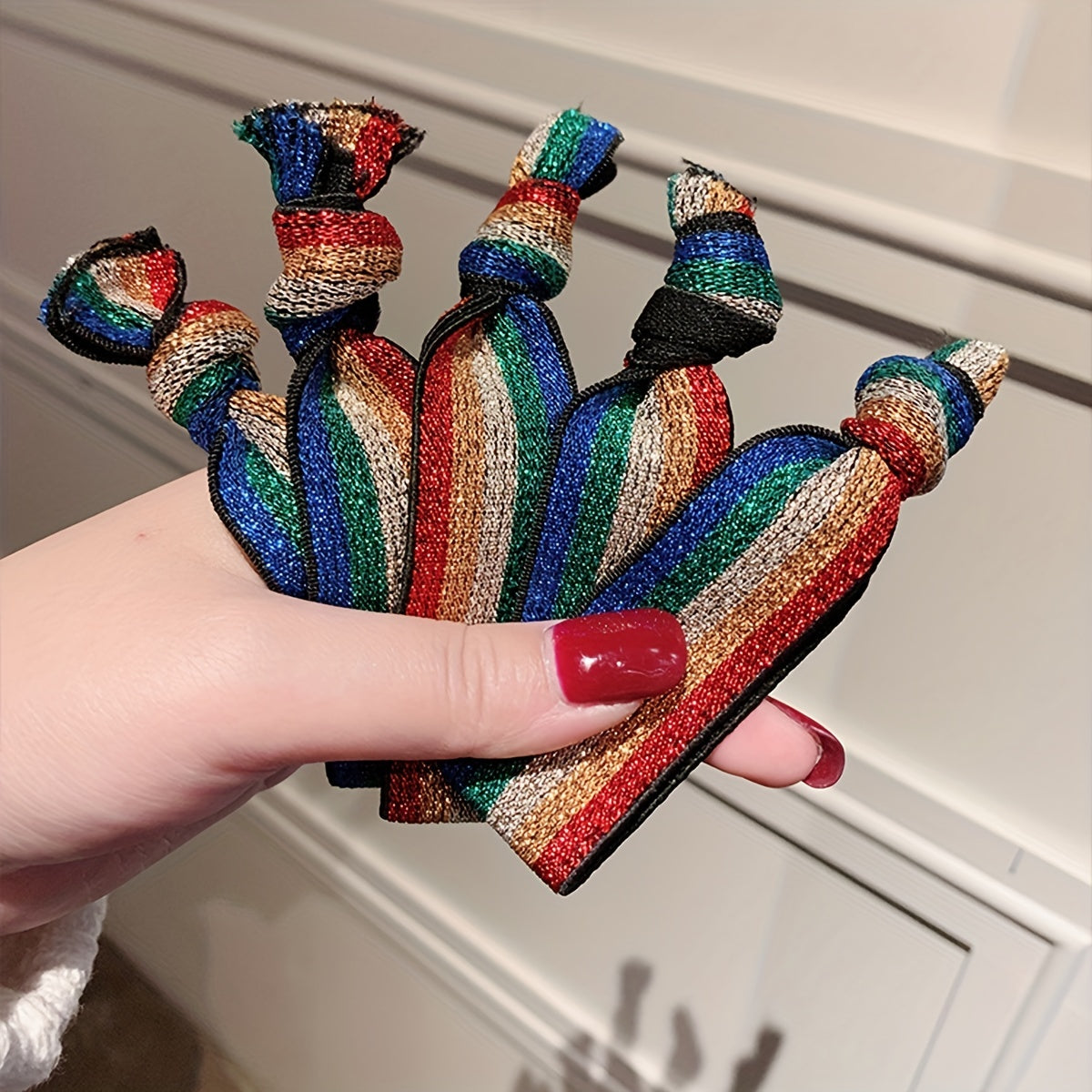 10pcs Rainbow Hair Rope Tie Hair Leopard Leather Band Head Rope