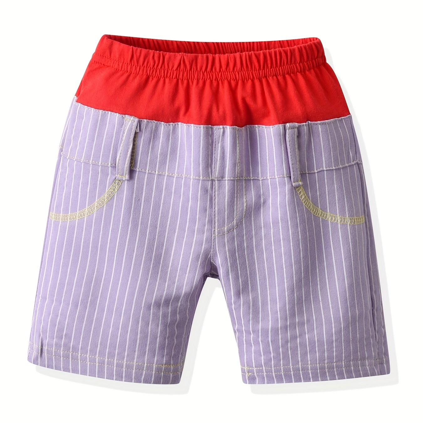 Toddler Girls Block Stripe Elastic Waist Casual Shorts