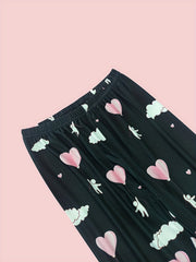 Girls 4pcs Pajama Set Graphic Tee Tops & Pants